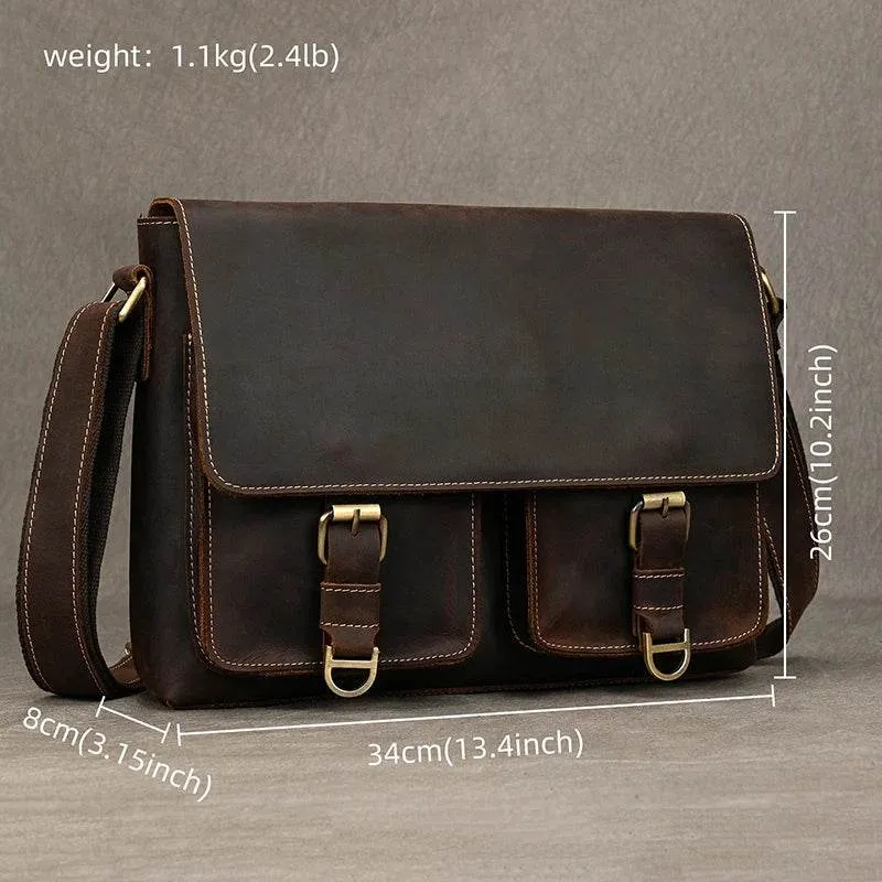 Vintage Real Leather Men's Crossbody Shoulder Bag Sling Bag
