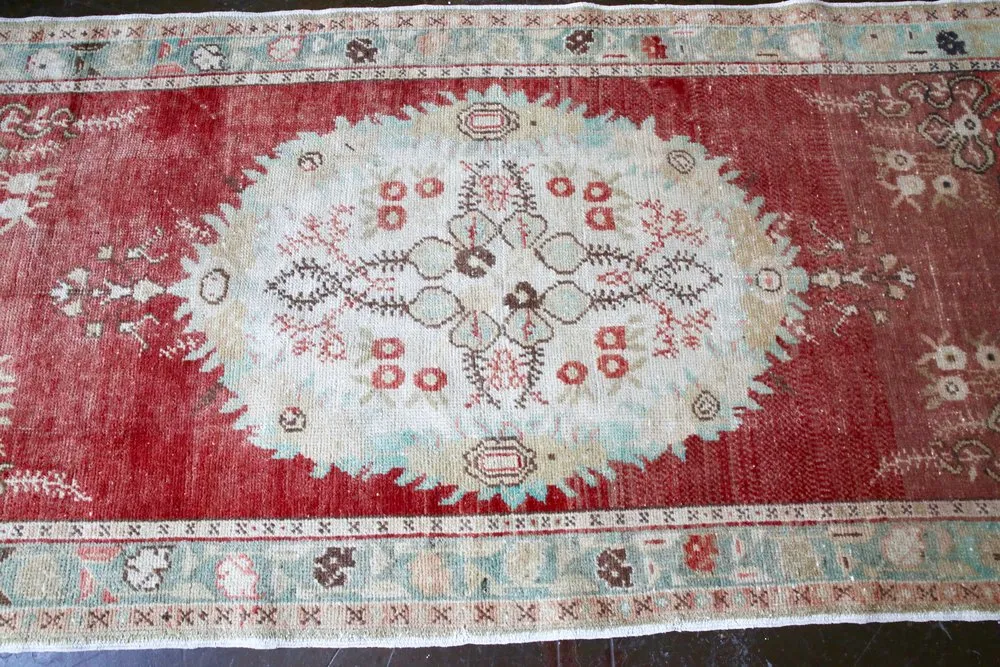 Vintage Southern Anatolian Faded Turkish rug 3.5ftx7.7ft