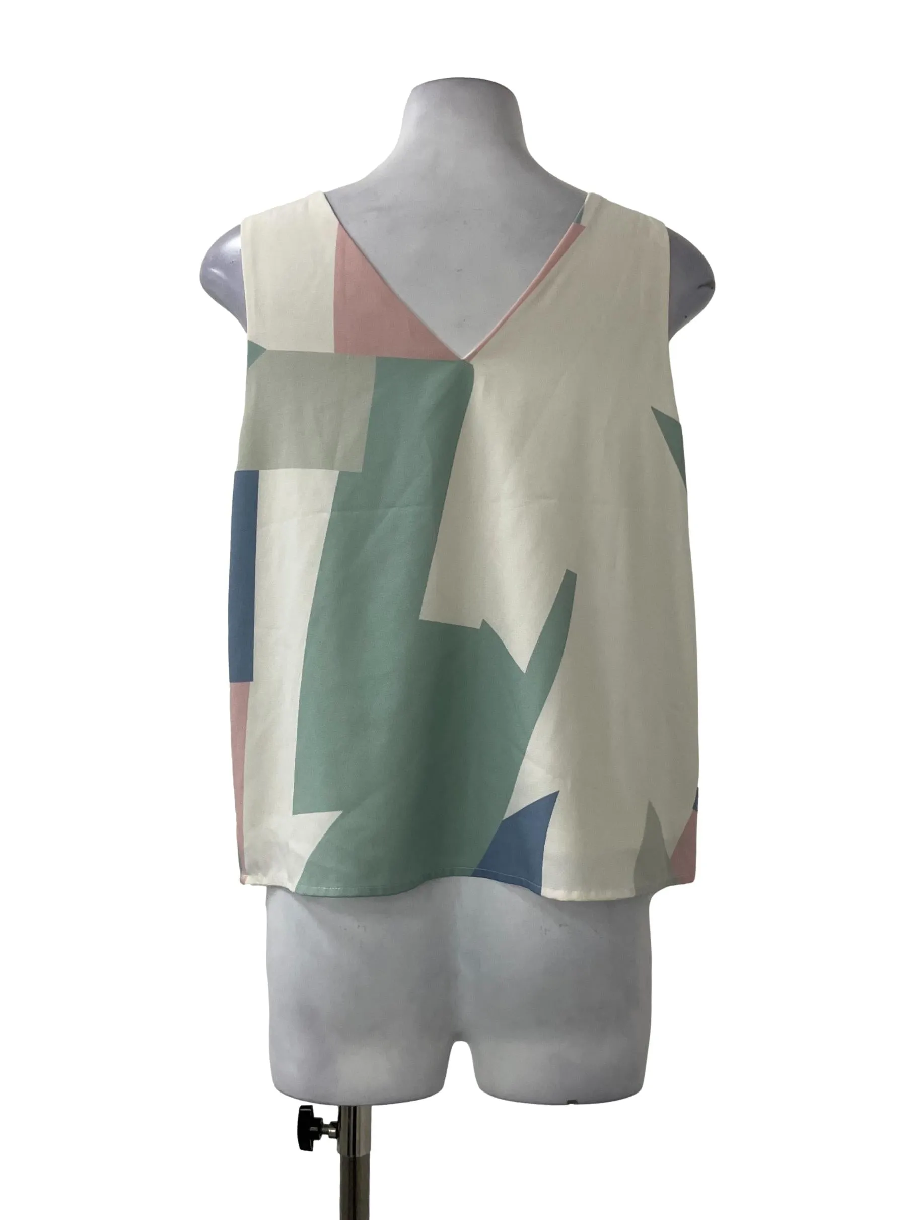 White Patterned Round Neck Top