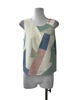 White Patterned Round Neck Top