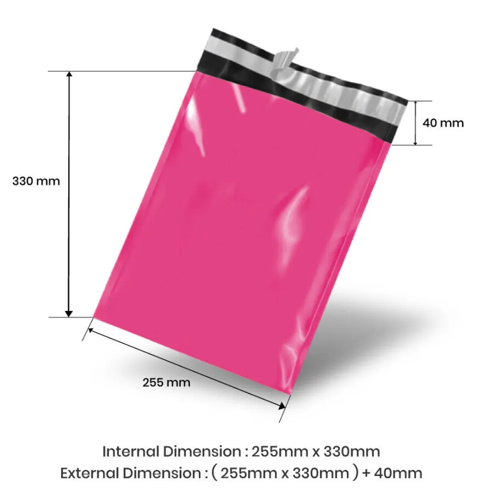 WholeSale 10000pcs Hot Pink 255 x 330  40mm Poly Mailers for E-commerce and Retail Shipping