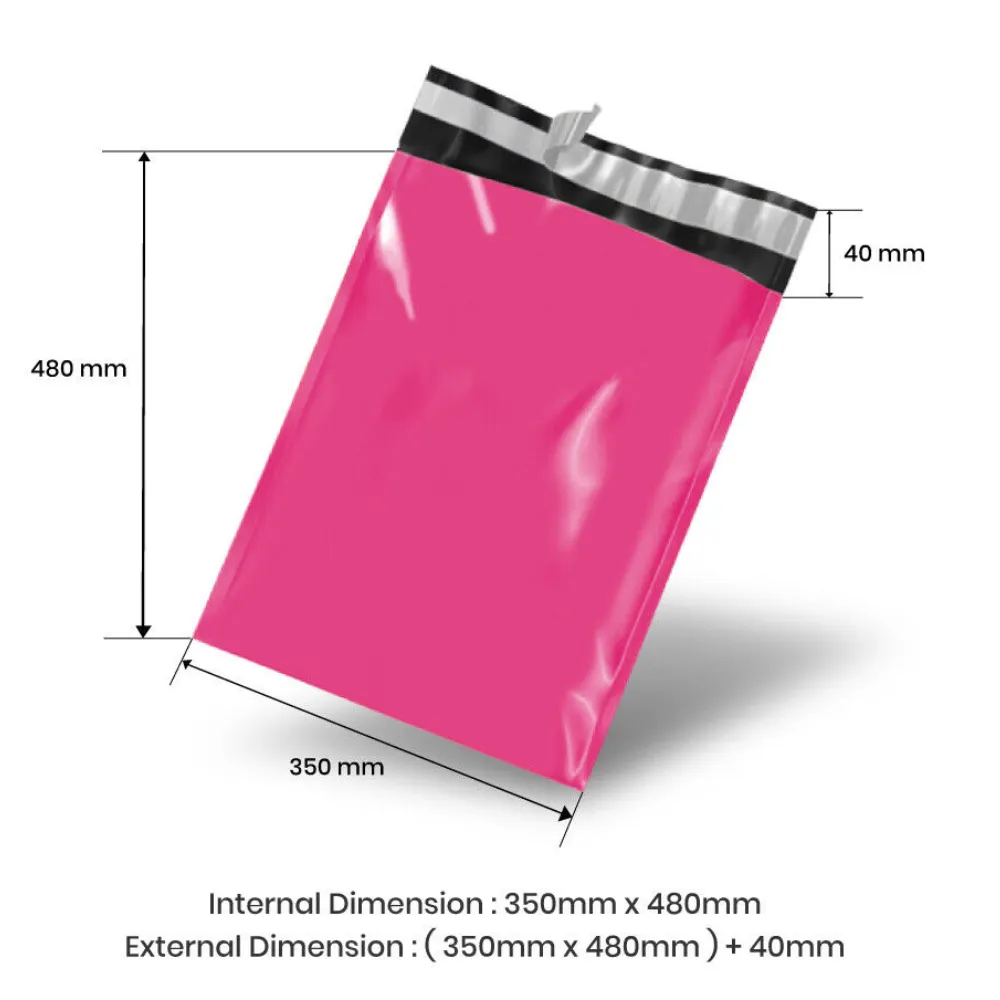 WholeSale 10000pcs Hot Pink 350 x 480  40mm Poly Mailers for E-commerce and Retail Shipping