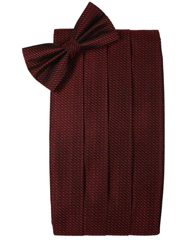 Wine Silk Weave Cummerbund & Bow Tie Set