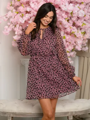 WOMEN'S LONG SLEEVE WOVEN MINI DRESS