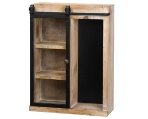 Wooden barn door wall storage cabinet