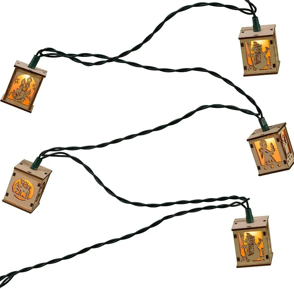 Wooden Lantern Christmas String Light Set