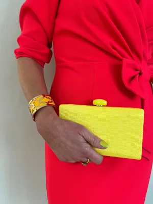 Yellow Raffia Clutch