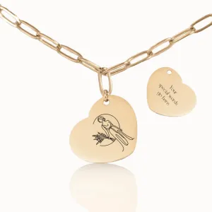 Zodiac Heart Pendant on Paperclip Chain