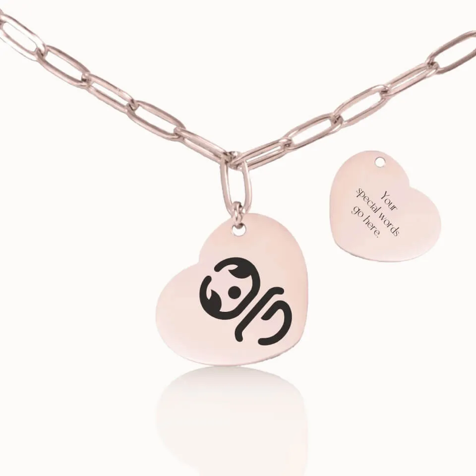 Zodiac Heart Pendant on Paperclip Chain